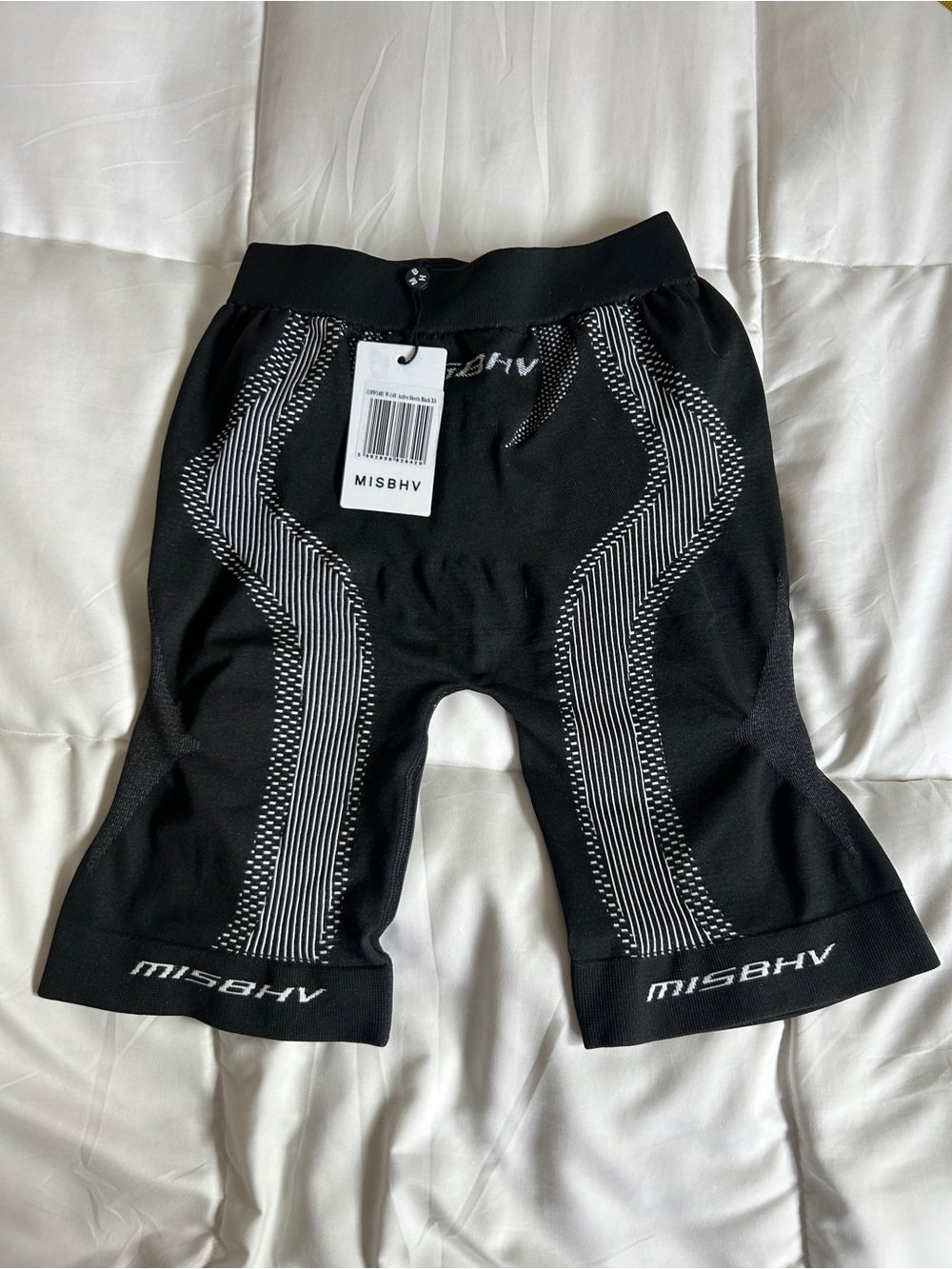 MISBHV Black Cycling Shorts with White Accents in XS